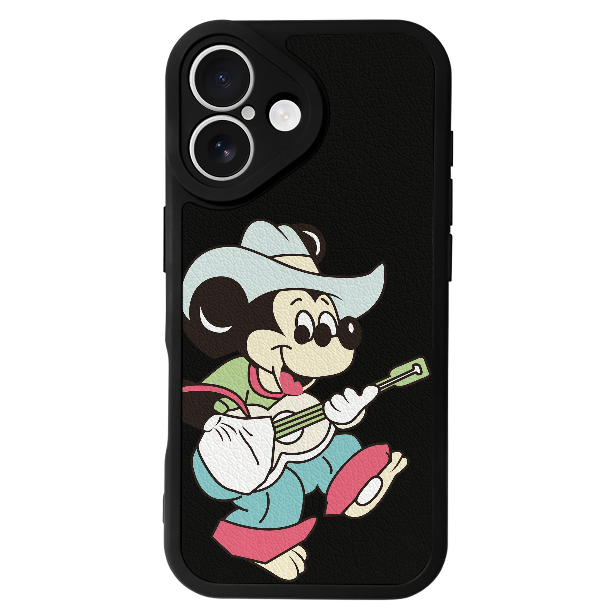 （画像用） ミッキーマウス Mickey Mouse 【iPhone 16シリーズ対応】シリコンスマホケース（レザー調） 材質：シリコン